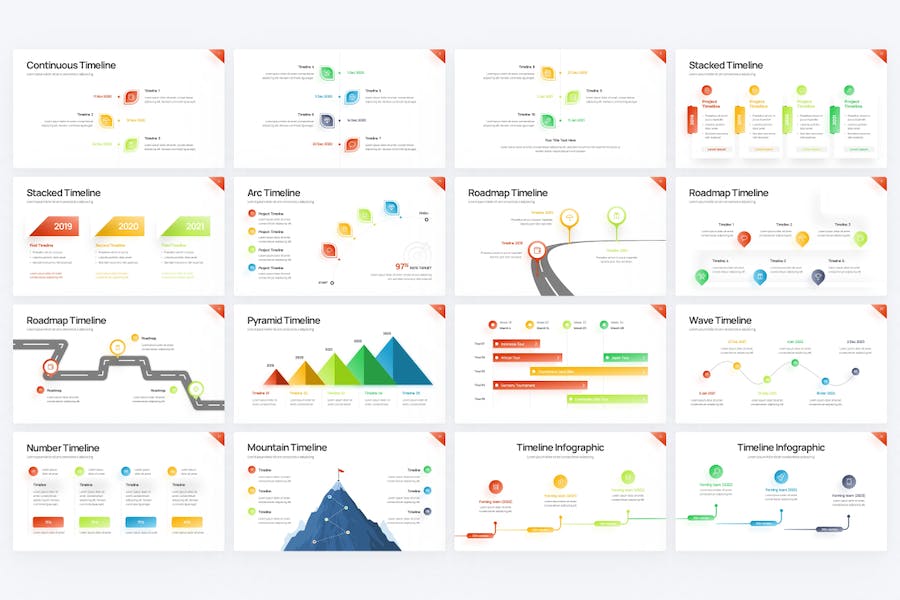 项目时间轴梯度图形PPT模板 - 顶尖PPT