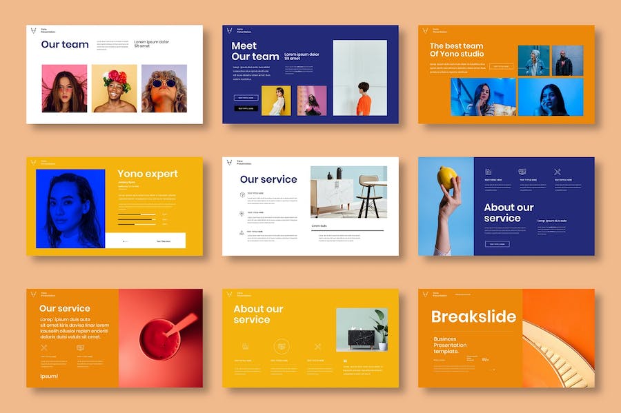 橙色图片拼贴商务策划Keynote模板 - 顶尖PPT