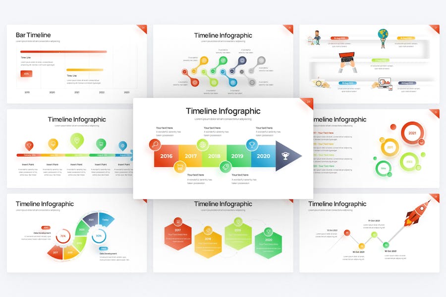 项目时间轴梯度图形PPT模板 - 顶尖PPT