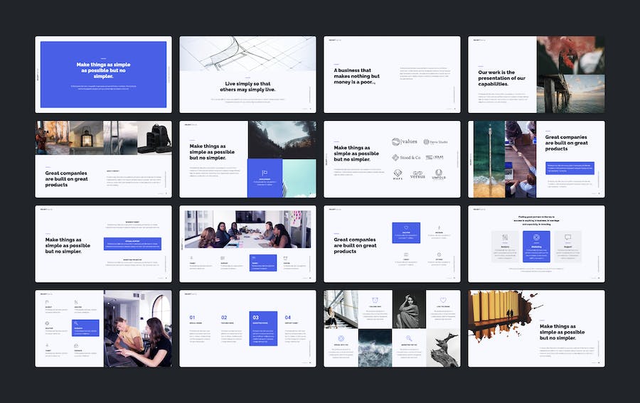 蓝色简约商务商业通用PPT模板 - 顶尖PPT
