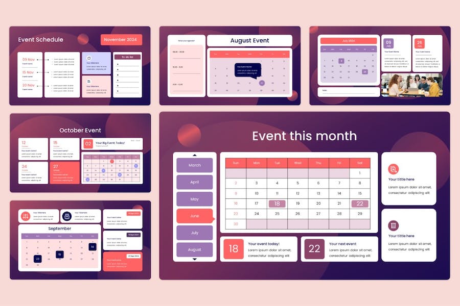 2024年日历活动时间安排没有工作计划PPT模板 - 顶尖PPT