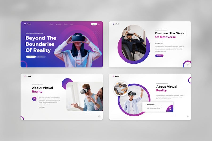 VR虚拟现实科技PPT模板 - 顶尖PPT