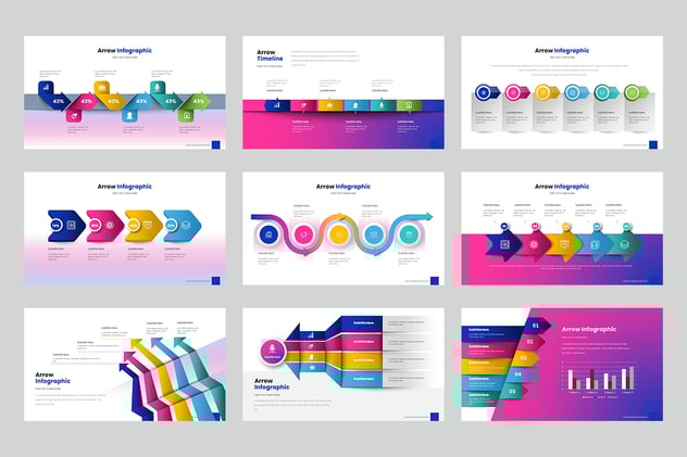 多种样式彩色动画箭头图形Keynote模板 - 顶尖PPT