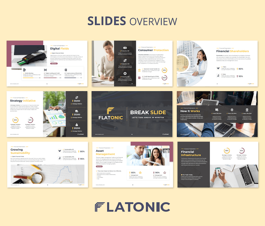 扁平风格金融主题PPT模板 - 顶尖PPT