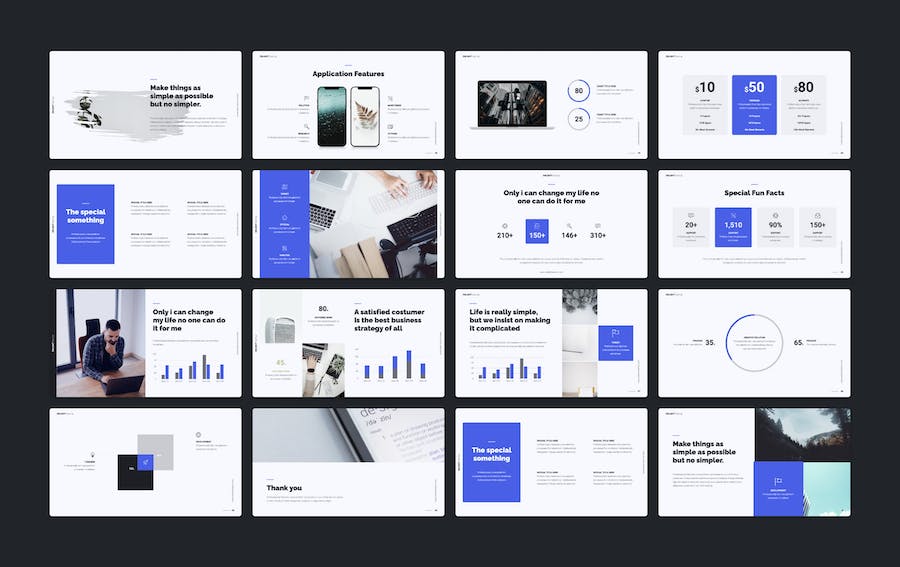 蓝色简约商务商业通用PPT模板 - 顶尖PPT