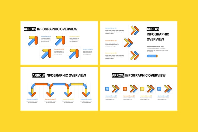 彩色箭头指向信息图形PPT模板 - 顶尖PPT