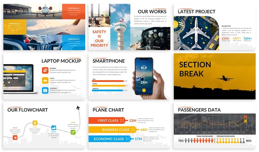 航空公司服务推介运营策略品牌宣传展示PPT模板 - 顶尖PPT