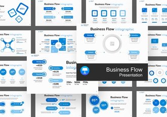 蓝色业务流程步骤信息图形keynote模板 - 顶尖PPT