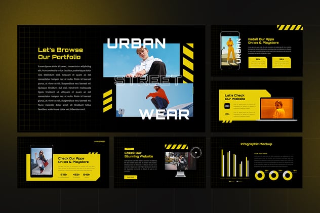 城市街头潮流服装PPT模板 - 顶尖PPT