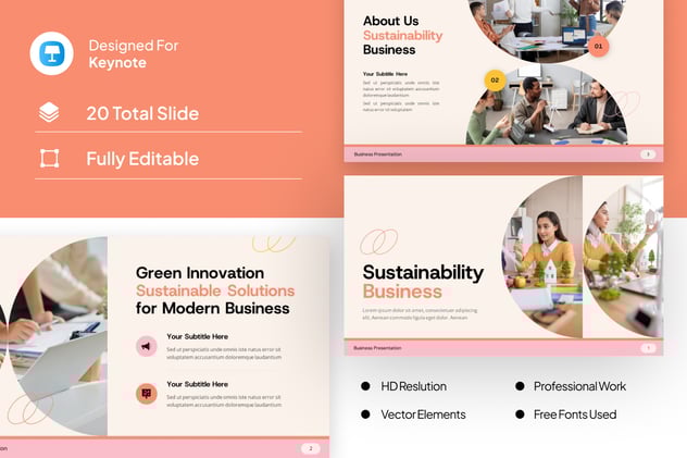 可持续发展业务展示keynote模板 - 顶尖PPT