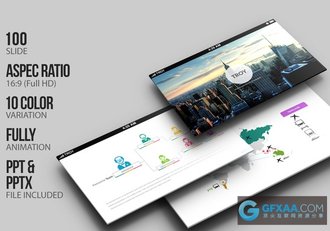 100页扁平化白色背景多色系图形PPT模板 - 顶尖PPT