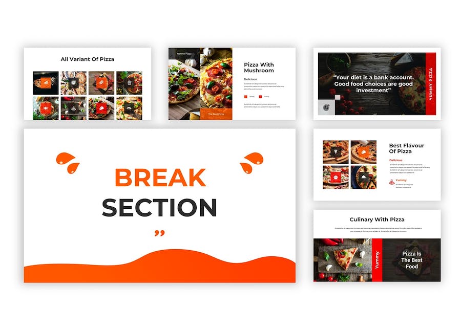 橙红色美食餐饮餐厅宣传PPT模板 - 顶尖PPT