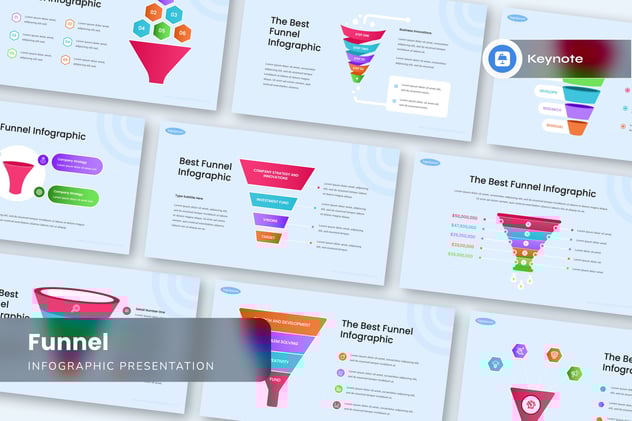 营销漏斗转化路径分析信息图形Keynote模板 - 顶尖PPT
