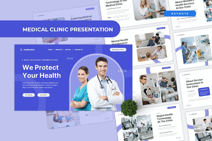 医疗诊所门诊健康诊疗服务Keynote模板 - 顶尖PPT