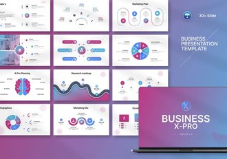 蓝紫色渐变多用途信息图形keynote模板 - 顶尖PPT