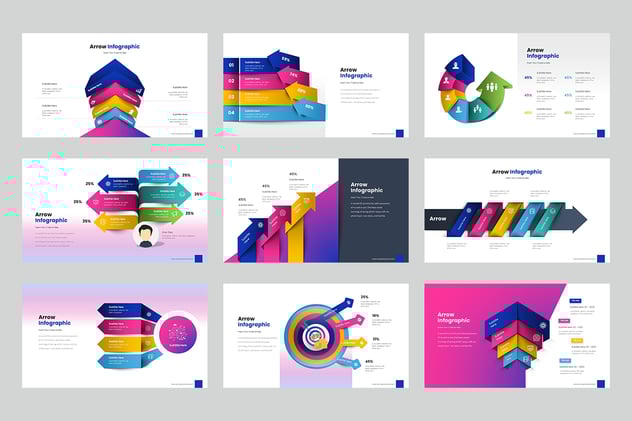 多种样式彩色动画箭头图形Keynote模板 - 顶尖PPT