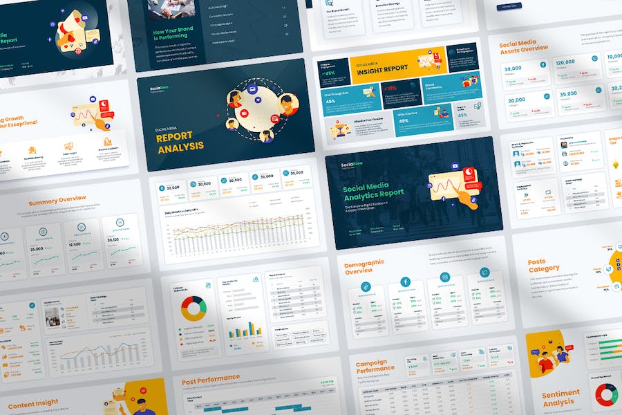 社交媒体数据分析调研报告keynote模板 - 顶尖PPT