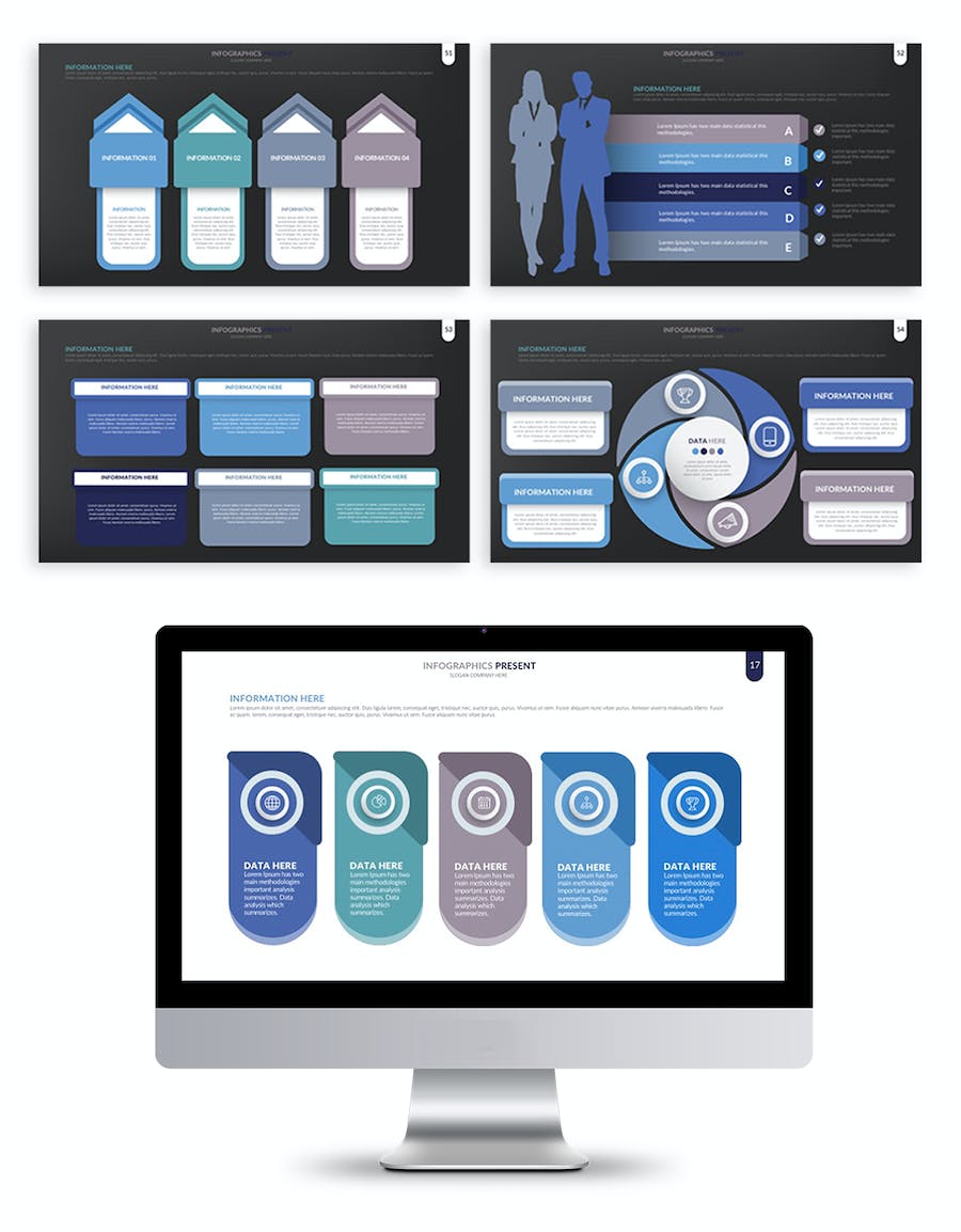 步骤流程图形微立体风格PPT模板 - 顶尖PPT