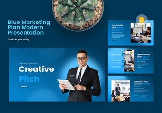现代蓝色营销计划PPT模板 - 顶尖PPT