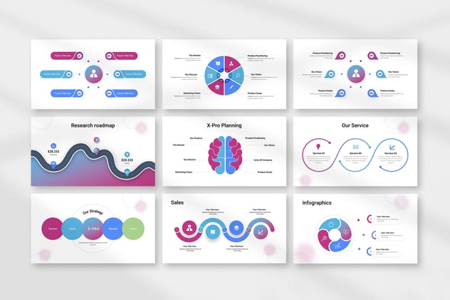 蓝紫色渐变多用途信息图形keynote模板 - 顶尖PPT