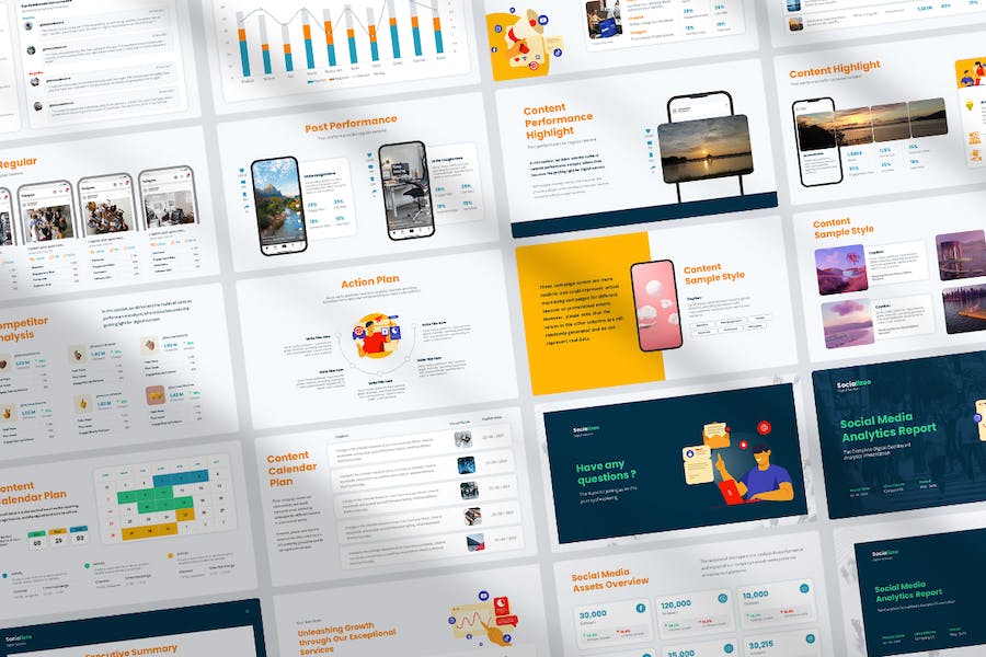 社交媒体数据分析调研报告keynote模板 - 顶尖PPT