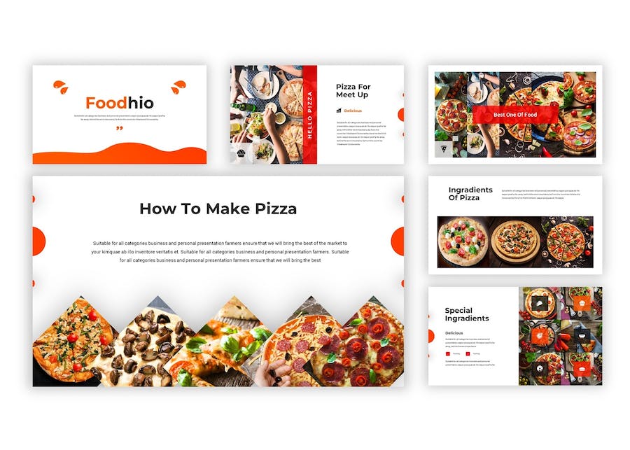 橙红色美食餐饮餐厅宣传PPT模板 - 顶尖PPT