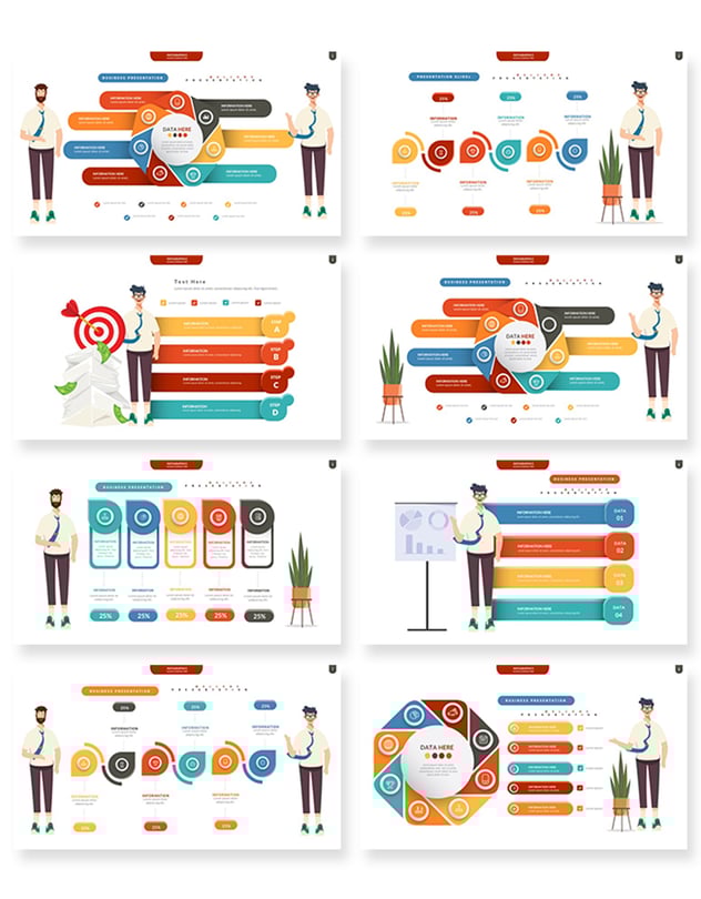 要点信息展示卡通人物图形keynote模板 - 顶尖PPT