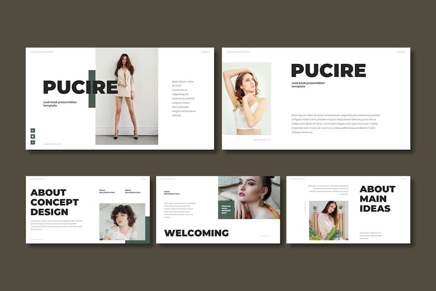 极简时尚模特摄影服装设计PPT模板 - 顶尖PPT