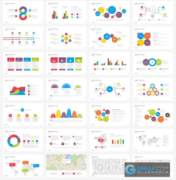 103页多色图形图表PPT商务演示模板 - 顶尖PPT