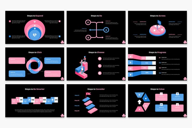 步骤流程信息图形模板展示PPT模板 - 顶尖PPT