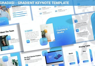 蓝色渐变坡度注释记录Keynote模板 - 顶尖PPT