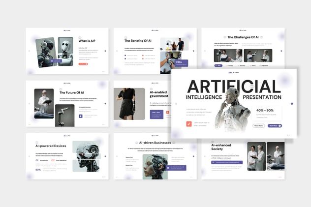 AI人工智能Powerpoint模板 - 顶尖PPT