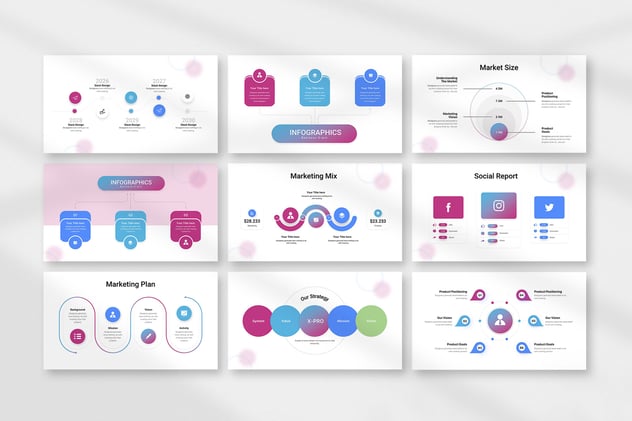 蓝紫色渐变多用途信息图形keynote模板 - 顶尖PPT