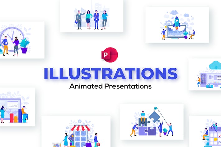 平面动画插画图表PPT模板 - 顶尖PPT