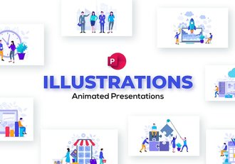 平面动画插画图表PPT模板 - 顶尖PPT