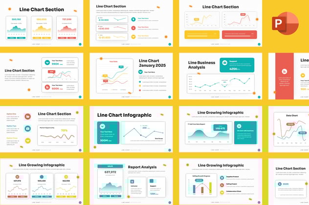 可视化数据展示折线图形PPT模板 - 顶尖PPT
