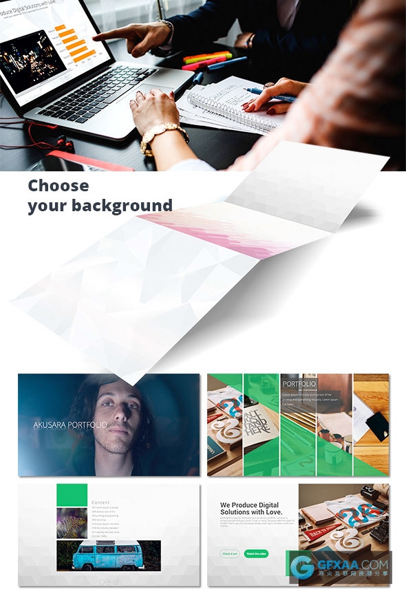 灰色低变形背景商务团队展示通用PPT模板 - 顶尖PPT