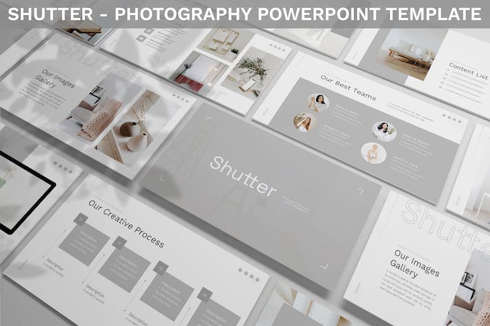 极简风格快门摄影展示PPT模板 - 顶尖PPT