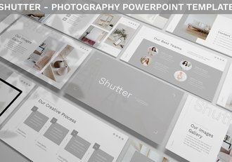 极简风格快门摄影展示PPT模板 - 顶尖PPT