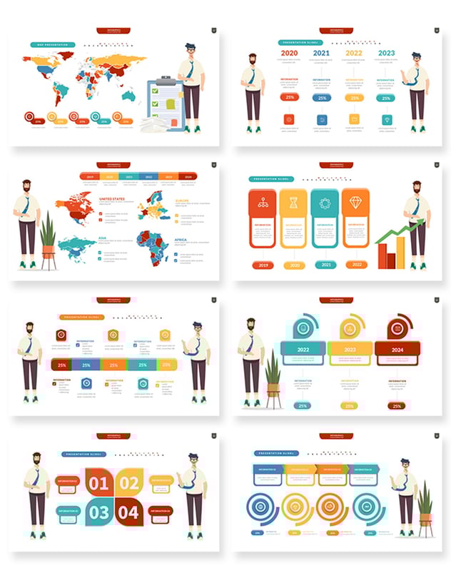 要点信息展示卡通人物图形keynote模板 - 顶尖PPT