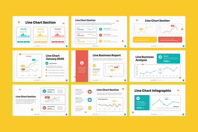 可视化数据展示折线图形PPT模板 - 顶尖PPT