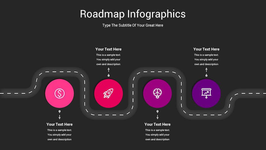 路线图示意图深色主题Keynote模板 - 顶尖PPT