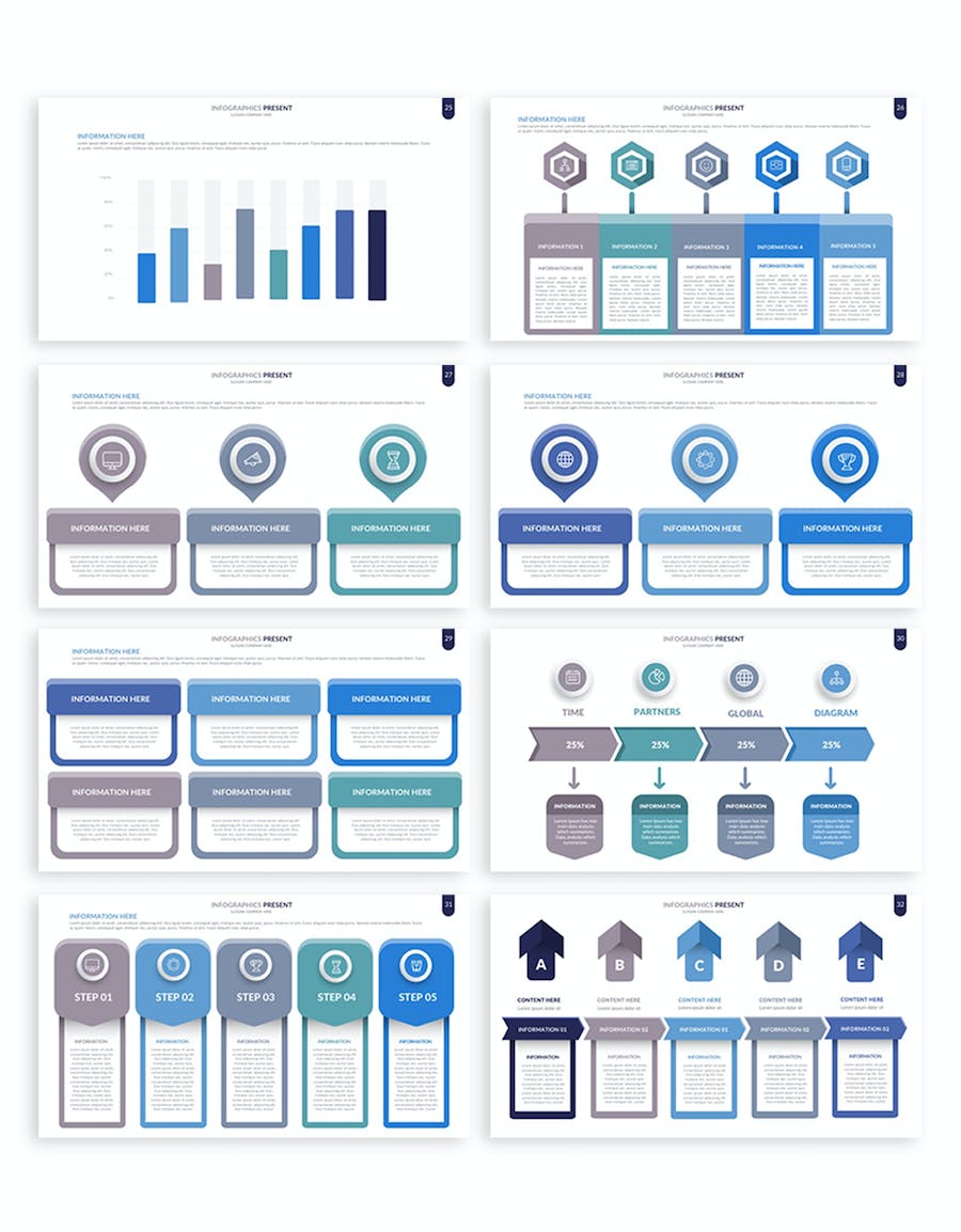 步骤流程图形微立体风格PPT模板 - 顶尖PPT