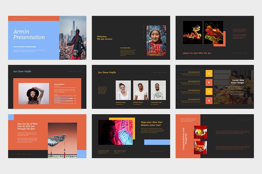 中国农历新年来历元旦介绍宣传PPT模板 - 顶尖PPT