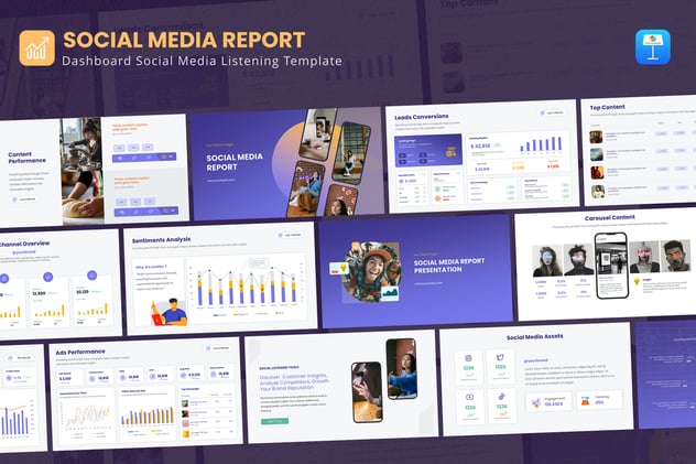 新社交媒体报告主题keynote模板 - 顶尖PPT