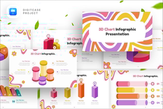 3D可视化数据图形图表嘻哈风格Keynote模板 - 顶尖PPT