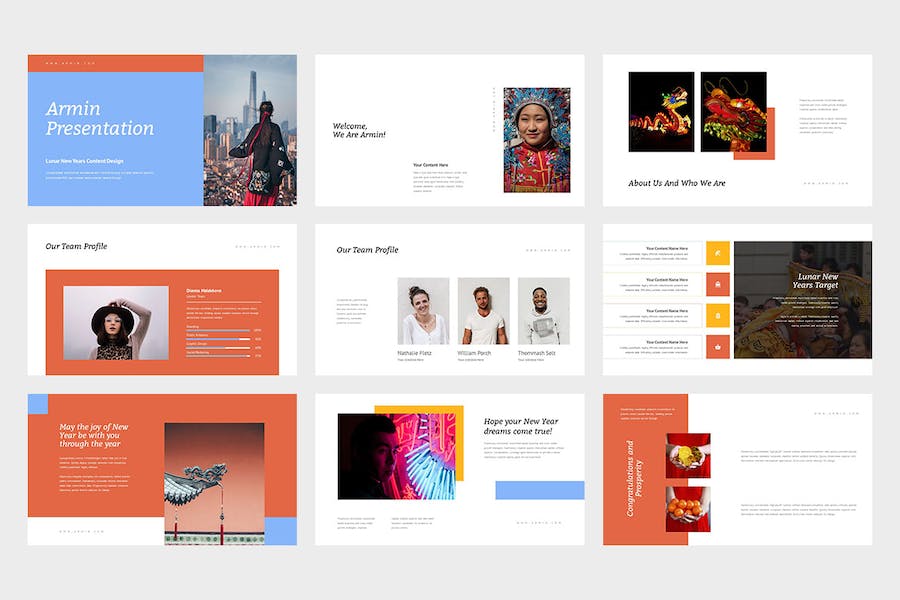 中国农历新年来历元旦介绍宣传PPT模板 - 顶尖PPT