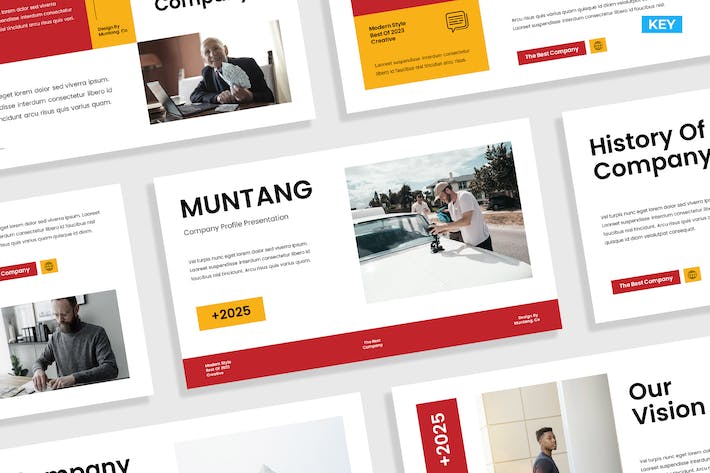 创意红白色调企业简介Keynote模板 - 顶尖PPT