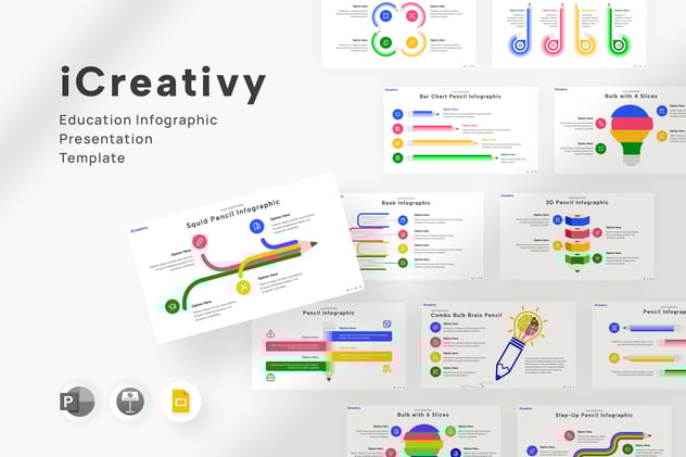 教育信息图表铅笔图形PPT模板 - 顶尖PPT