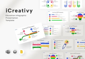 教育信息图表铅笔图形PPT模板 - 顶尖PPT